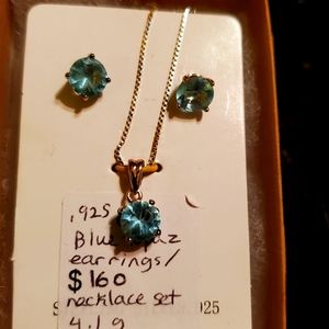 Necklace earring set Topaz silver